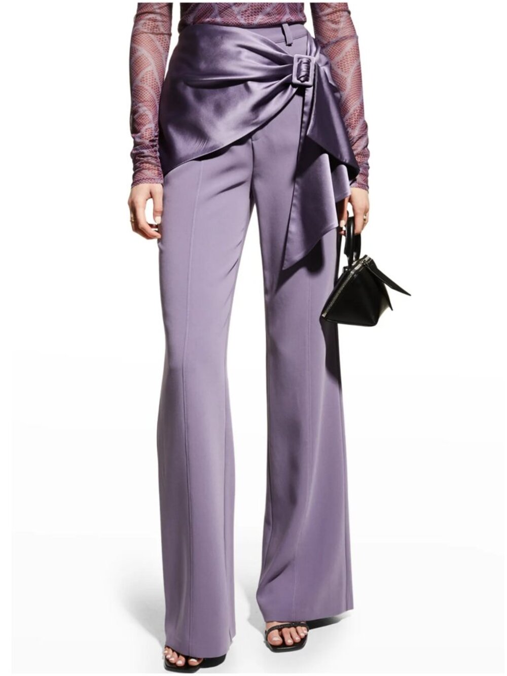 Cinq a Sept Kent Front Sash Crepe Pants lilac purple size 10 trouser cropped